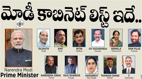 Modi Cabinet Ministers List 2019 Bjp Amit Shah Nirmala Sitharaman Alo ...