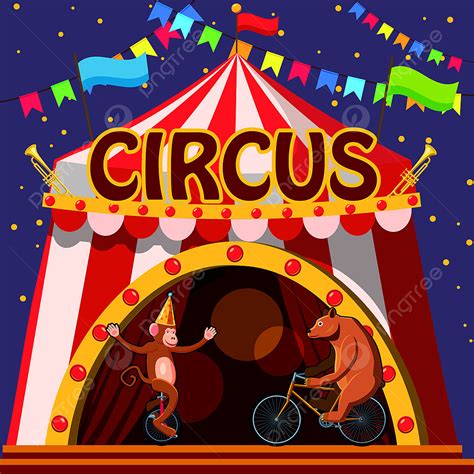 Circus Tent Vector Design Images, Circus Animals Show Tent Concept ...