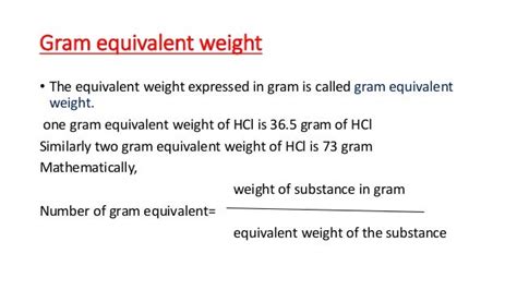 Formula Equivalent Weight - Answered: Table 1: Equivalent Weight of the ...