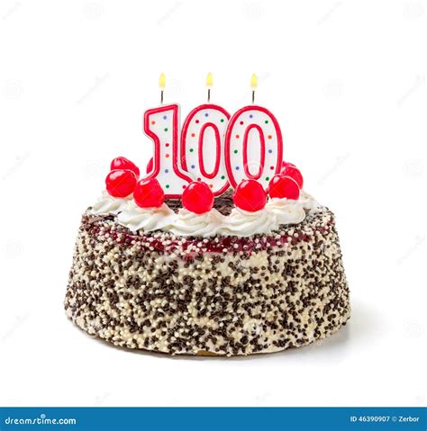 Birthday Cake With Candle Number 100 Stock Image - Image: 46390907