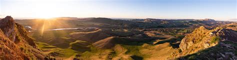 Te Mata Peak Sunrise Pano - NZ Landscape Prints for Sale