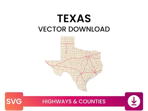 Highways & Counties of Texas, USA Road Map Multi-layer SVG File Vector Download - Etsy