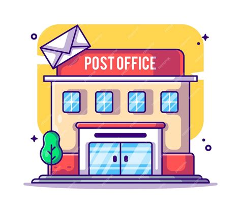 Premium Vector | Post office building cartoon illustration