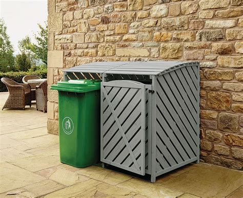 Details about Double Wheelie Bin Store Outdoor Cover Recycling Storage Hinged Lid Wooden | Bin ...