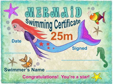 25m Mermaid Swimming Certificate - Rooftop Post Printables