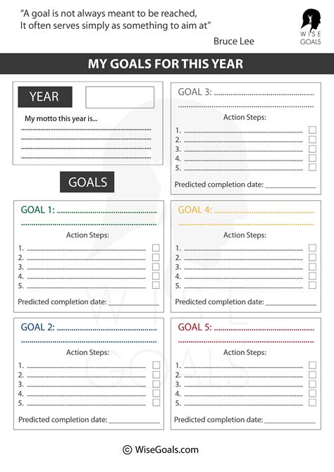 Stylish goal setting worksheets to print pdf free – Artofit