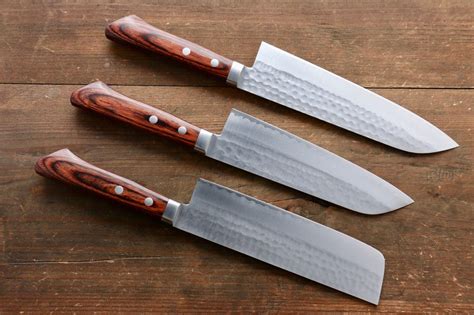 Kunihira VG1 Hammered Japanese Gyuto,Santoku & Usuba Chef Knife Set ...