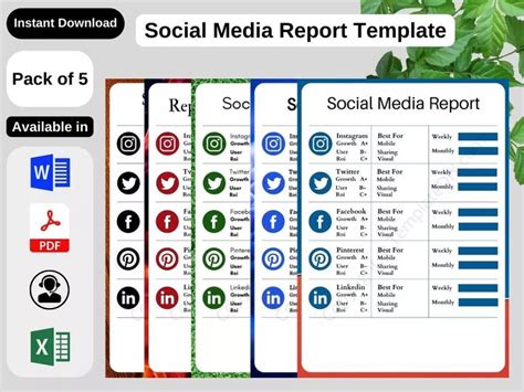 the social media report template is shown in three different colors and ...