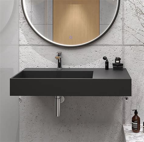 36" Left Basin Rectangular Wall Mounted Bathroom Sink | Modern bathroom sink, Wall mounted ...