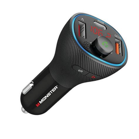 Monster Bluetooth FM Transmitter 20W PD, Type C , QC 3.0 Car Charger w ...