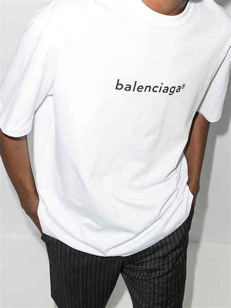 White Balenciaga logo print T-shirt | Browns