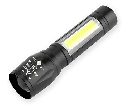 Powerful Compact LED Torch with Flood Lamp (USB Rechargeable)