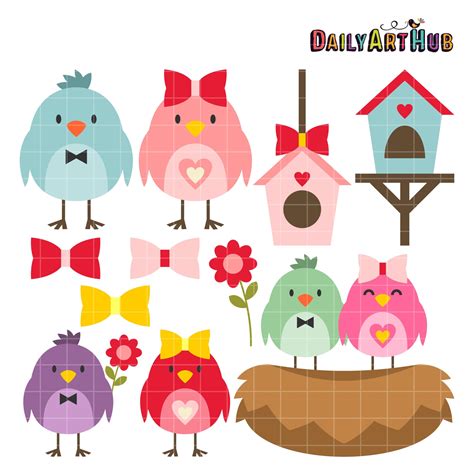 Cute Love Birds Clip Art Set – Daily Art Hub // Graphics, Alphabets & SVG