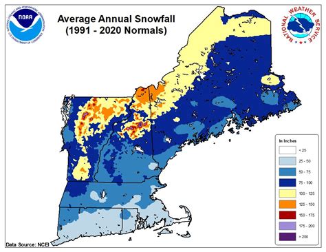 National Weather Service Map Shows Average Annual Snowfall for ...