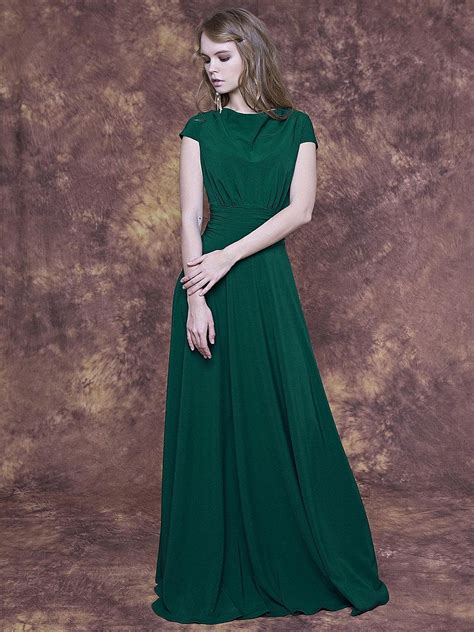 Long Emerald Green Dress With Cap Sleeve/ Emerald Bridesmaid Dress/ Emerald Formal Dress/ Sage ...