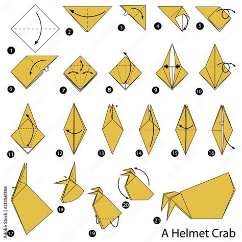 step by step instructions how to make origami A Helmet Crab Stock ...