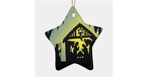 Nativity Silhouette Joy to the World Ceramic Ornament | Zazzle.com