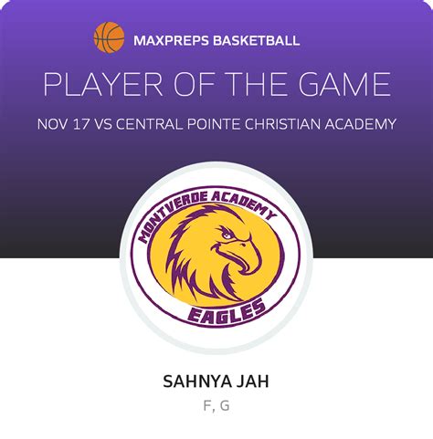 Sahnya Jah's (Montverde, FL) Awards | MaxPreps