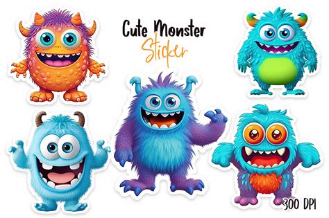 Cute Monster Stickers Bundle Graphic by Aspect_Studio · Creative Fabrica