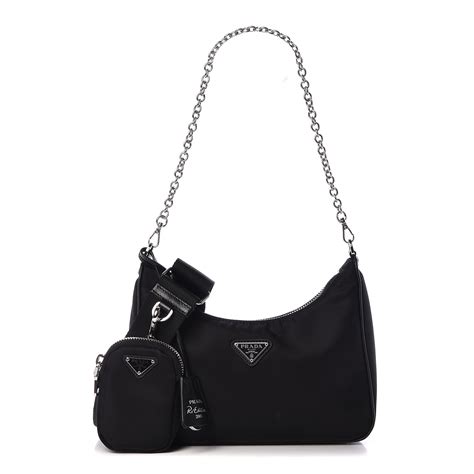 PRADA Nylon Re-Edition 2005 Shoulder Bag Black 482497