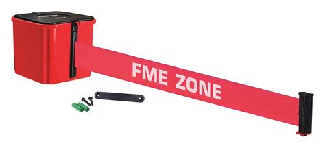 RETRACTA-BELT Retractable Belt Barrier, Red with White Text, FME Zone - 52CZ34|WM412RD30-FME-RE ...