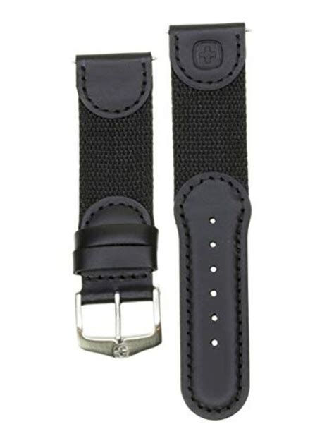 Buy New 20mm Wenger Swiss Army Genuine Black Leather Strap Black Nylon ...