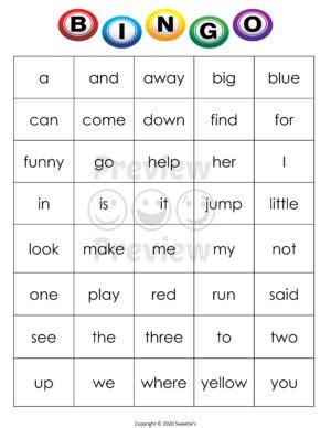 Sight Words Bingo PreK - Made By Teachers