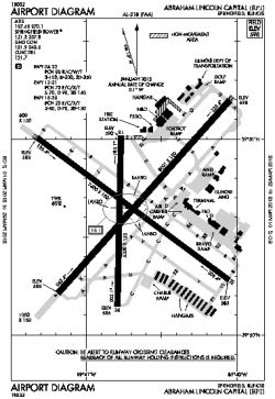 Airport diagram for SPI | Airport, Flight training, Train