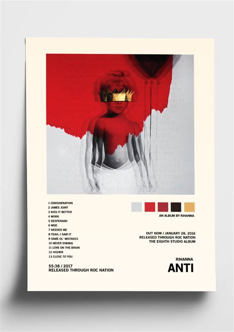 Rihanna 'Anti' Album Art Tracklist Poster – The Indie Planet