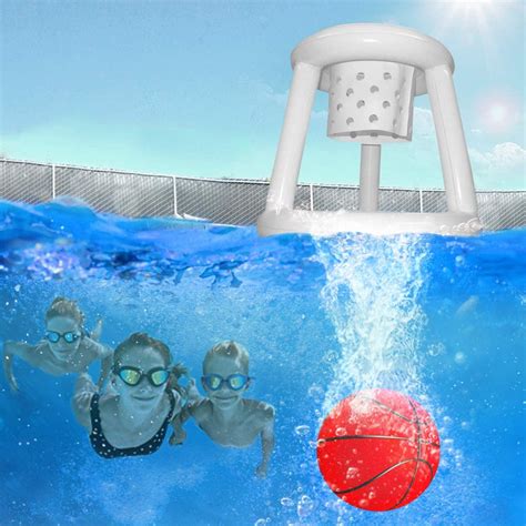 DecorX Pool Toys Dive Toys Inflatable Basketball Hoop Set and Filled with Water Ball Underwater ...