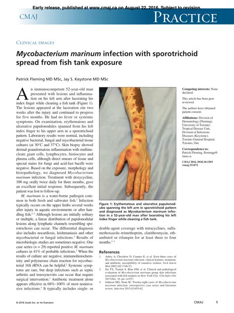 (PDF) Mycobacterium marinum infection with sporotrichoid spread from ...