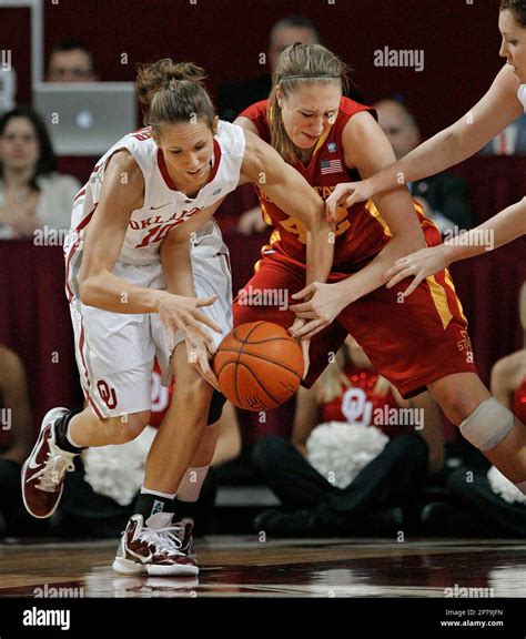 Oklahoma's Carlee Roethlisberger (10) strips the ball from Iowa State's ...