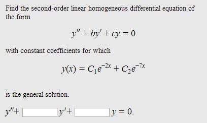 Solved Find the second-order linear homogeneous differential | Chegg.com