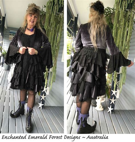 Stevie Nicks Style Clothing Gunmetal Grey Velour Victorian Ruffle Coat ...