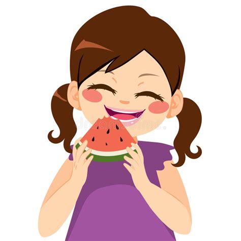 Kid Eating Watermelon stock illustration. Illustration of childhood ...