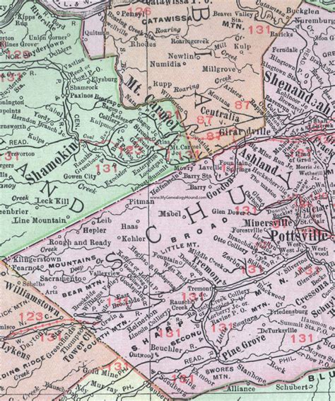 Schuylkill County, Pennsylvania 1911 Map by Rand McNally, Pottsville, Shenandoah, Mahoney City ...