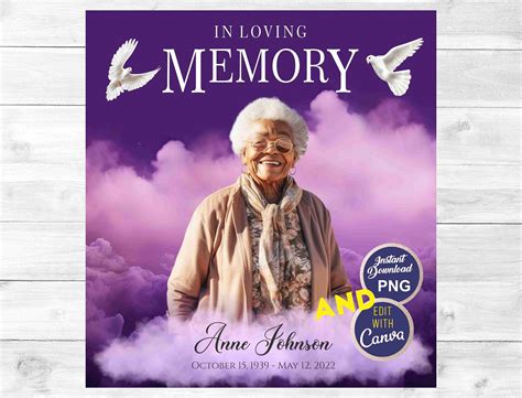 In Loving Memory PNG, Purple Heaven EDITABLE Template, Funeral Gift ...