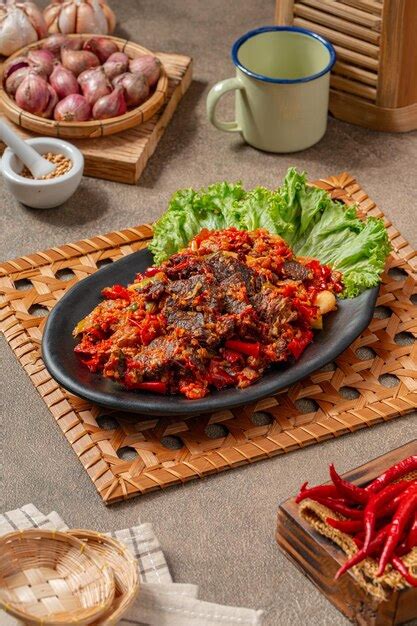 Premium Photo | Jerado balado or Dendeng balado