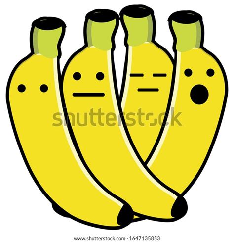 Cute Bananas Emoticon Face Illustration Banana Stock Vector (Royalty ...