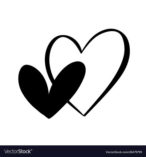 Heart two black sign icon on white background Vector Image