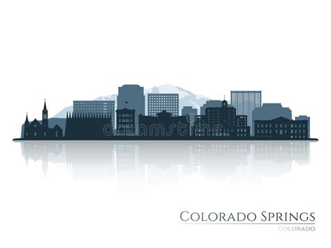 Colorado Springs Skyline Silhouette with Reflection. Stock Vector - Illustration of reflected ...