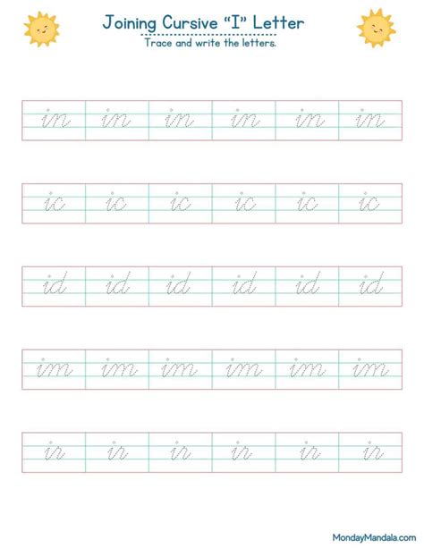 10 Cursive I Worksheets (Free Letter Writing Printables)