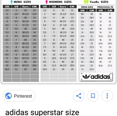 Kirekesztés Mennyiségben ezred size chart adidas superstar Vacsorázni ...