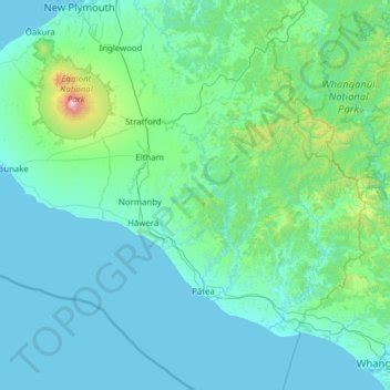 South Taranaki District topographic map, elevation, terrain