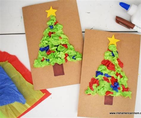 Tissue Paper Christmas Tree Card Craft