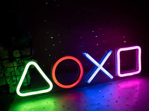 Buy Neon Signs for Playstation Light Icon Gaming, Neon Signs for Bedroom Wall Decor, USB Powered ...