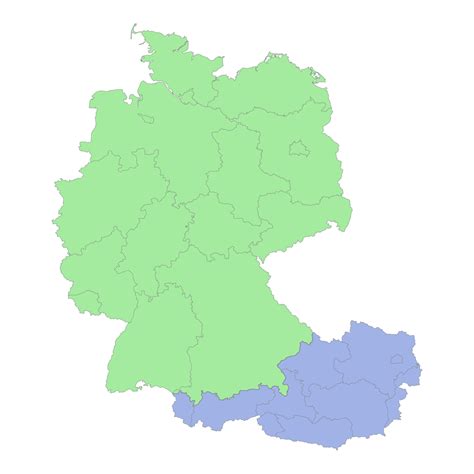 High quality political map of Germany and Austria with borders of the ...