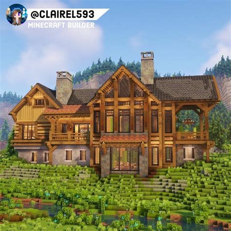 Hillside Log Cabin | Minecraft houses, Minecraft mansion, Minecraft house tutorials