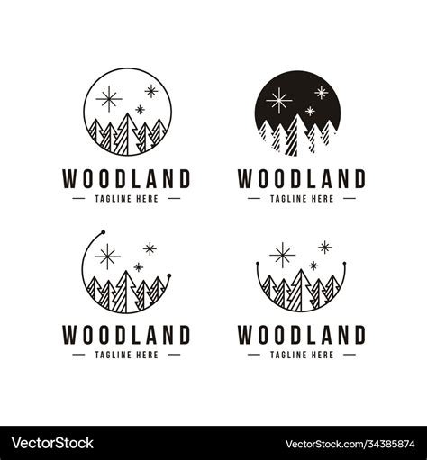 Pine tree forest logo woodland logo icon template Vector Image