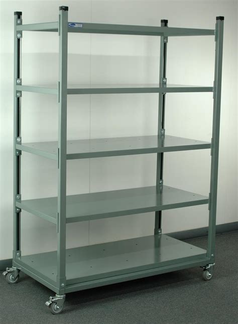 Stackbin -- Shelving & Carts -- Adjustable Flat Steel Shelf Cart w/ 5 Shelves